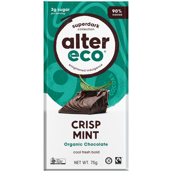 Alter Eco Organic 90% Superdark Chocolate Crisp Mint | Harris Farm Online