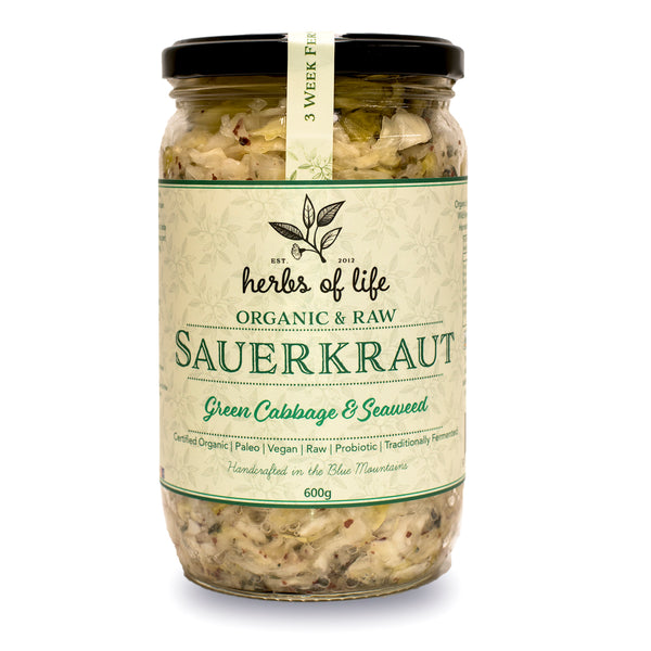 Herbs of Life - Organic and Raw Sauerkraut - Green Cabbage and Seaweed | Harris Farm Online