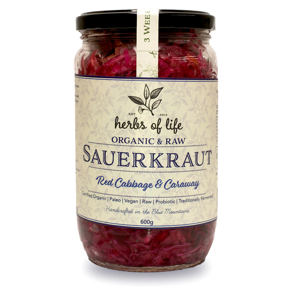 Herbs of Life Sauerkraut Red Cabbage and Caraway 600g