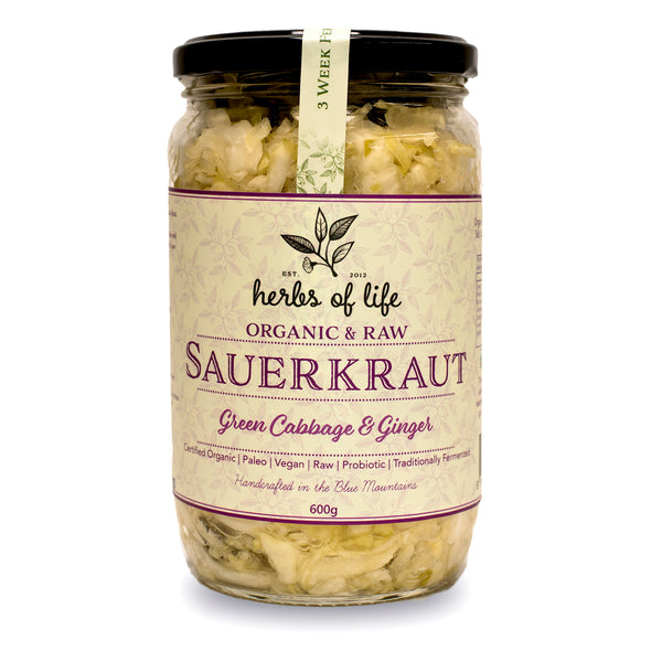 Herbs of Life - Organic and Raw Sauerkraut - Green Cabbage & Ginger | Harris Farm Online