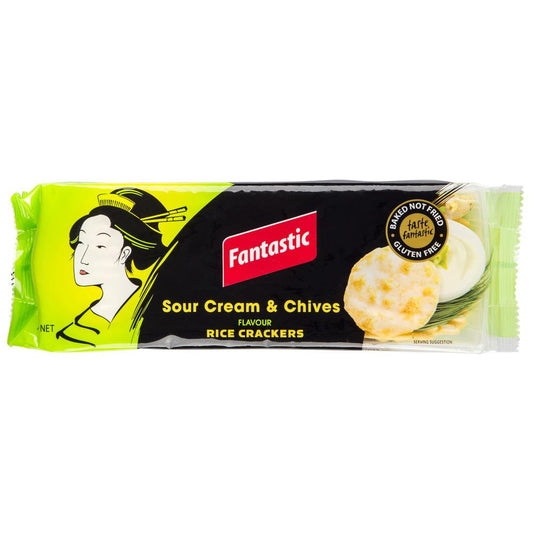 Fantastic Rice Crackers Sour Cream Chives 100g , Grocery-Biscuits - HFM, Harris Farm Markets
 - 1