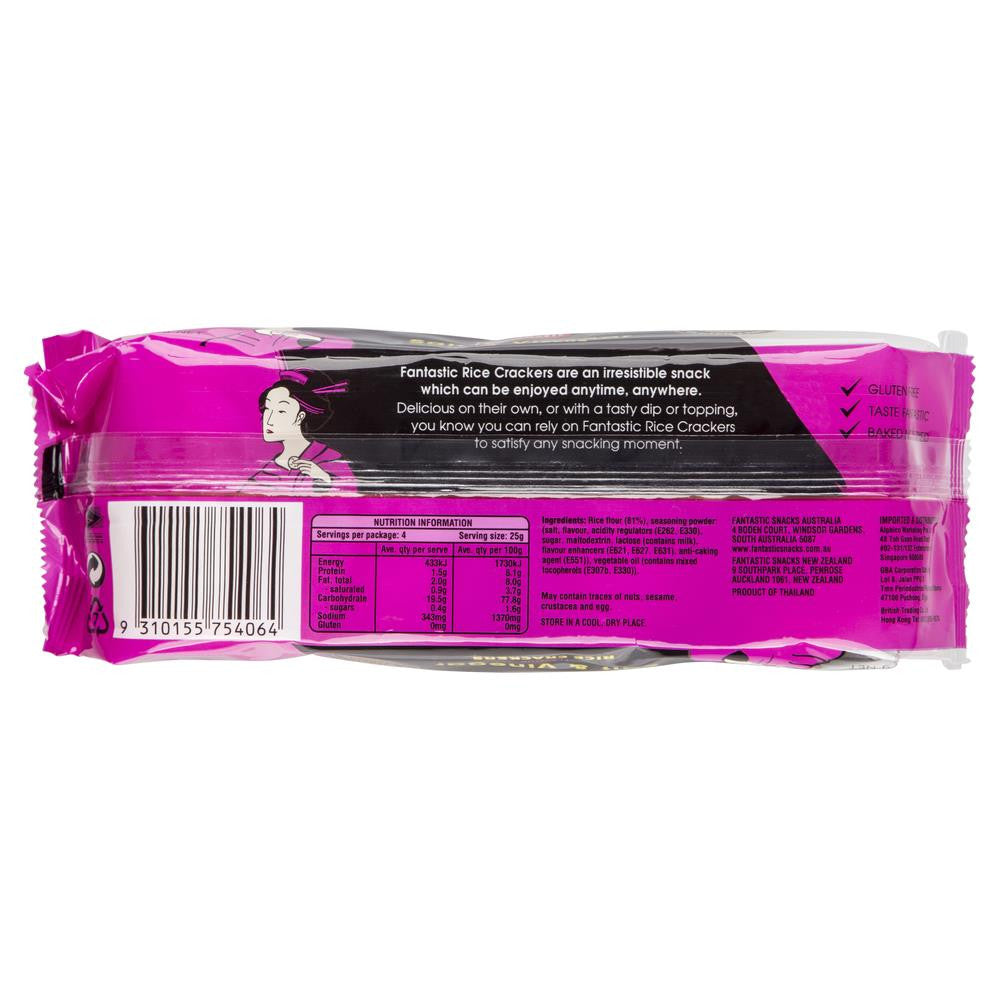 Fantastic Rice Crackers Salt Vinegar 100g , Grocery-Biscuits - HFM, Harris Farm Markets
 - 2