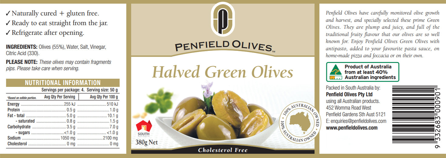 Penfield Olives - Halved Green Olives | Harris Farm Online