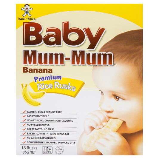 Baby Mum-Mum Banana Premium Rice Rusks 36g , Grocery-Biscuits - HFM, Harris Farm Markets
 - 1