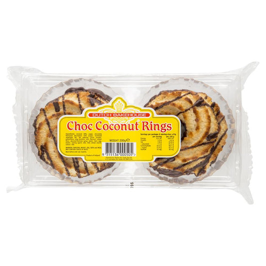 Dutch Bakehouse Choc Coconut Rings 200g , Grocery-Confection - HFM, Harris Farm Markets
 - 1