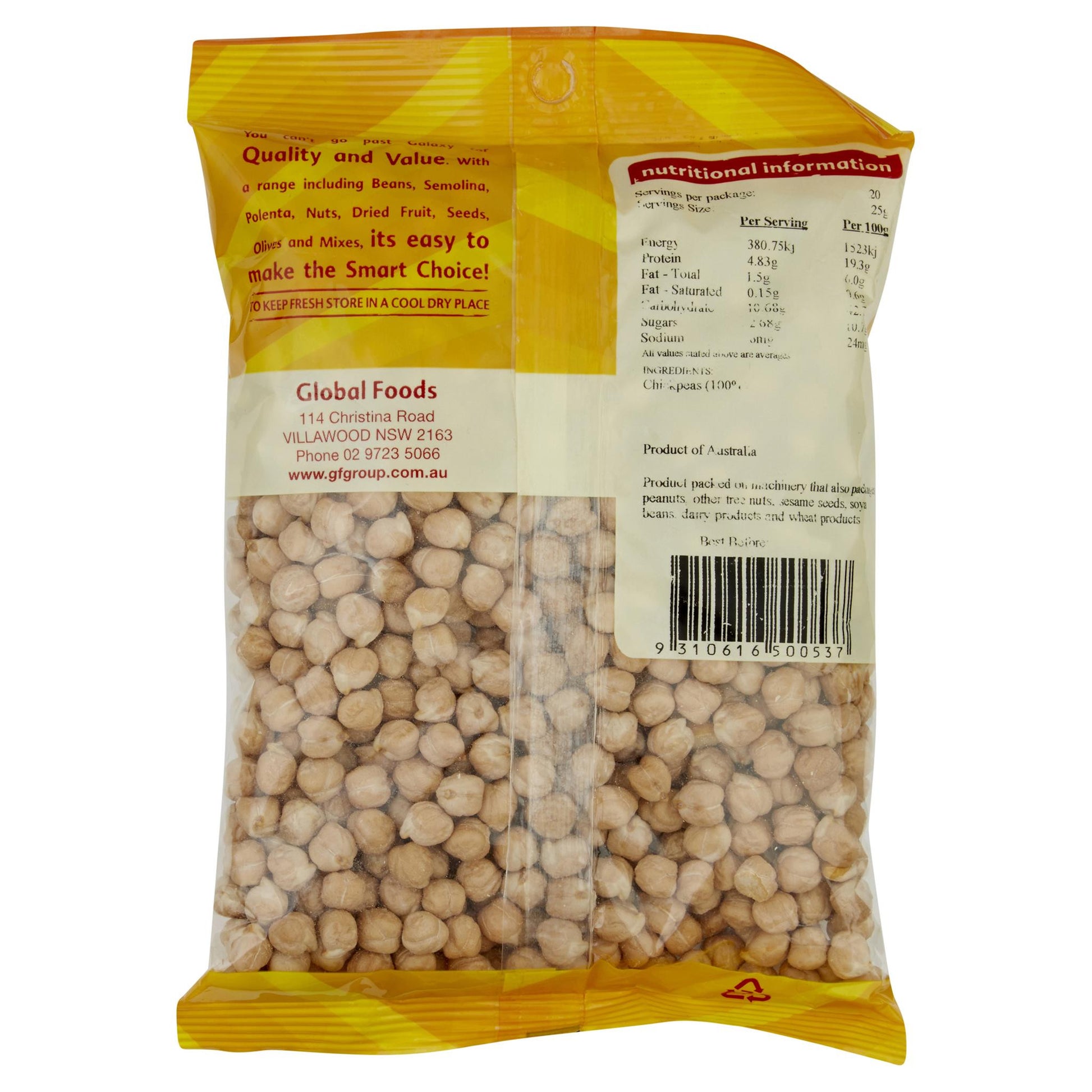 Galaxy Chickpeas 500g , Grocery-Dry Goods - HFM, Harris Farm Markets
 - 2