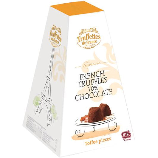 Chocmod French Truffles Dark Chocolate 70% with Salted Butter Toffee Pieces | Harris Farm Online
