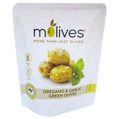 Molives Green Olives Oregano and Garlic | Harris Farm Online