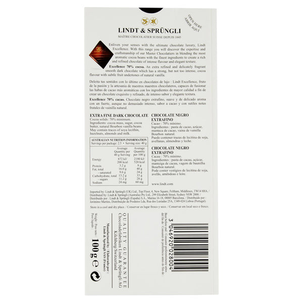 Lindt Excellence 70% Cocoa 100g , Grocery-Confection - HFM, Harris Farm Markets
 - 3