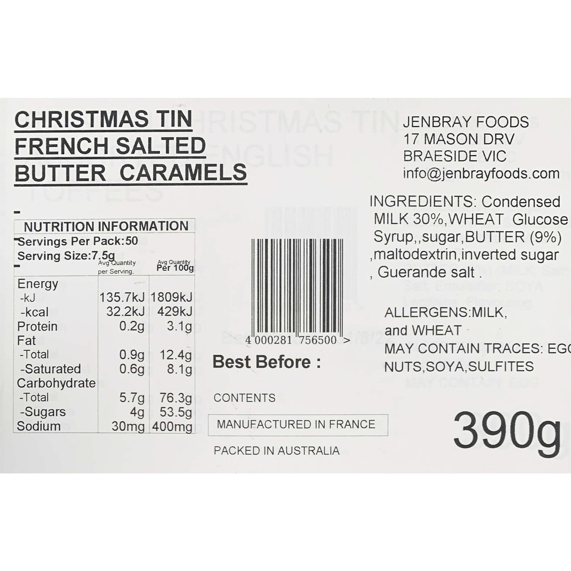 Piasten French Salted Butter Caramels Snowing Christmas Tin | Harris Farm Online