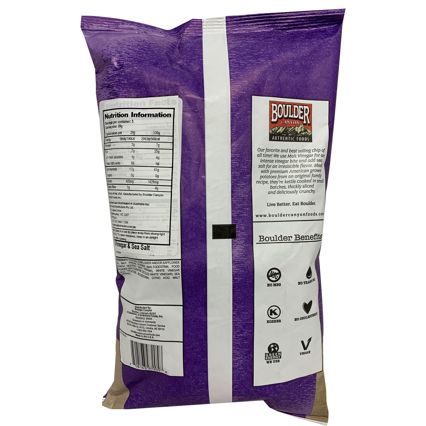Boulder Canyon - Potato Chips - Malt Vinegar and Sea Salt (142g)