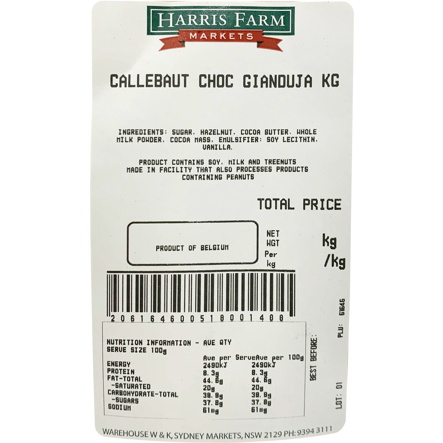 Callebaut Cooking Milk Chocolate Gianduja | Harris Farm Online