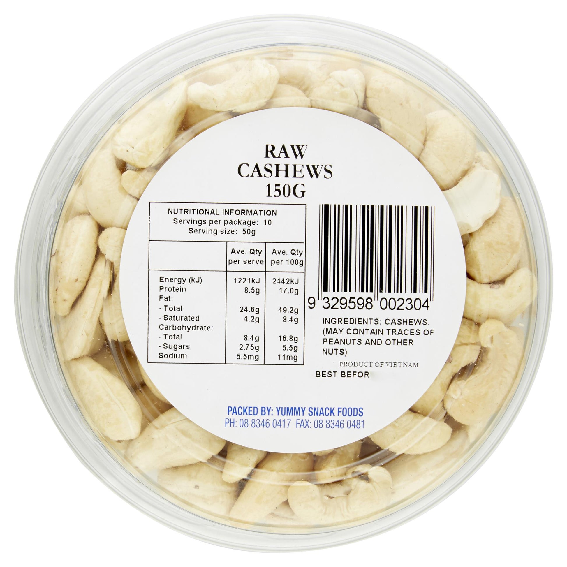 Yummy Cashews Raw Tub 150g , Grocery-Nuts - HFM, Harris Farm Markets
 - 3