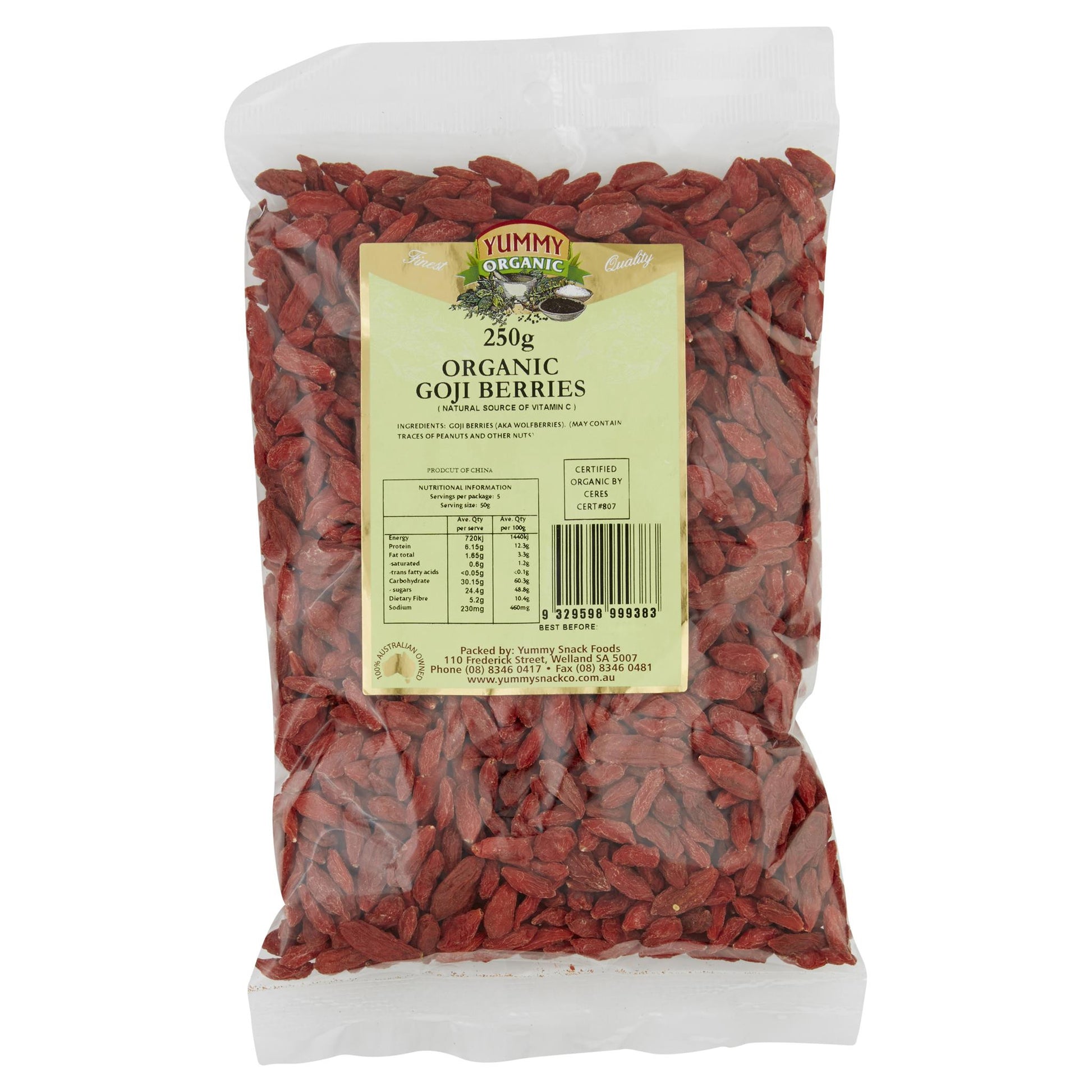 Yummy Organic Goji Berries 250g , Grocery-Nuts - HFM, Harris Farm Markets
