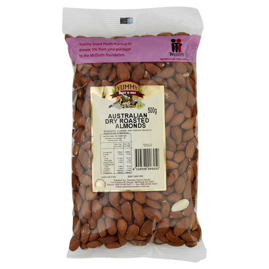 Yummy Almonds Dry Roasted 500g , Grocery-Nuts - HFM, Harris Farm Markets
 - 1