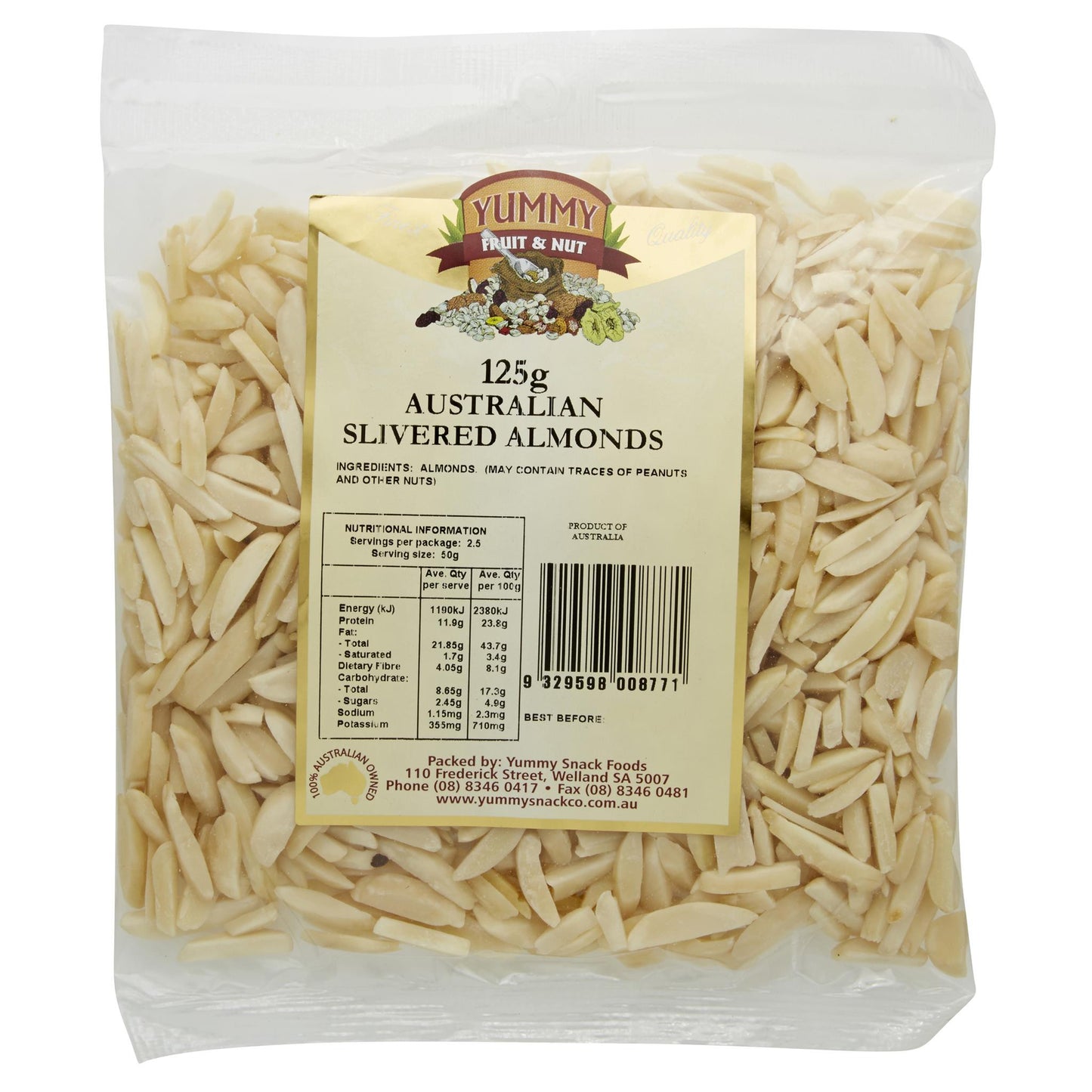 Yummy Almonds Slivered 125g , Grocery-Nuts - HFM, Harris Farm Markets
