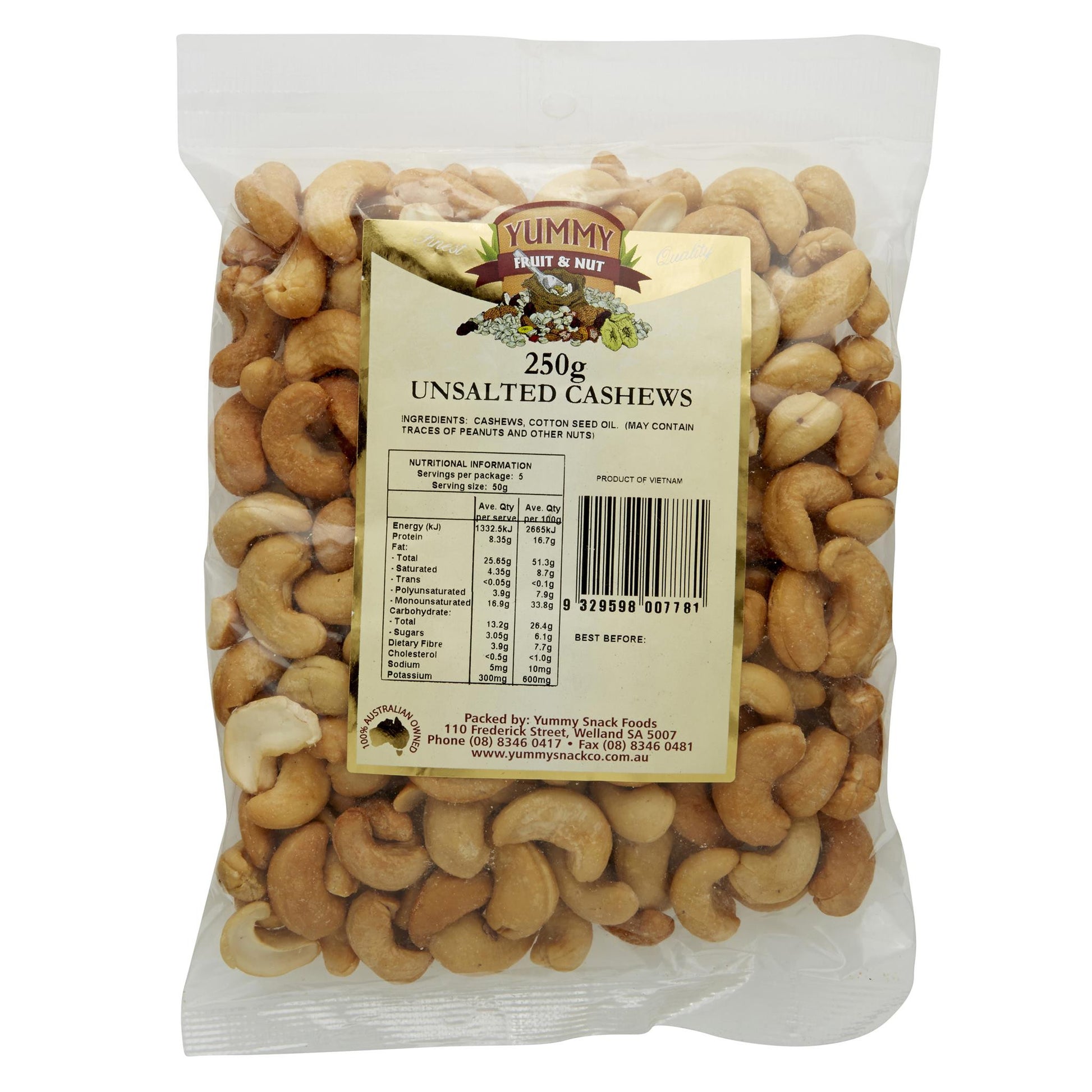 Yummy Cashews Unsalted 250g , Grocery-Nuts - HFM, Harris Farm Markets
