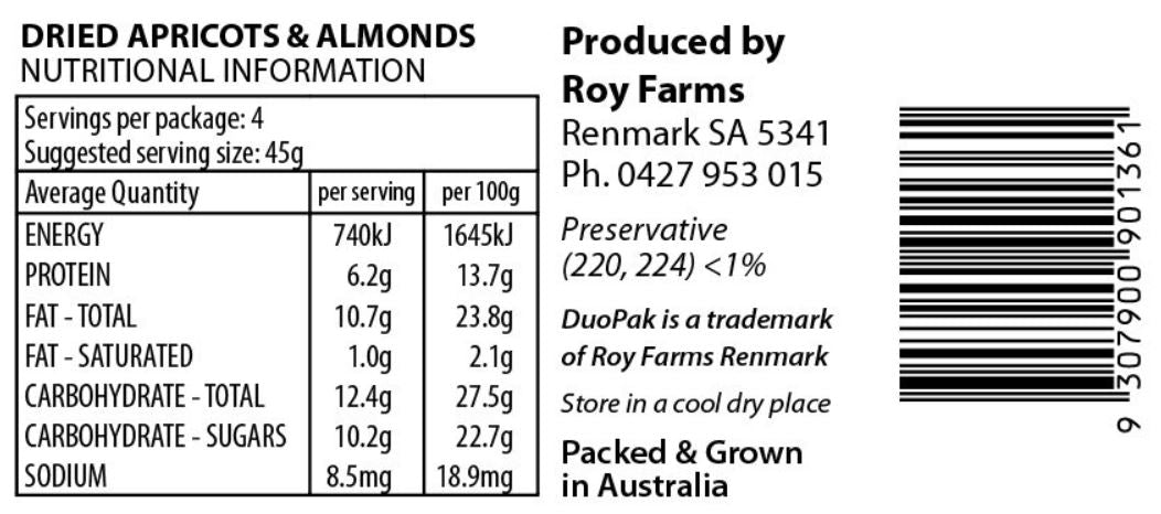 Roy Farms Dried Apricots and Almonds | Harris Farm Online