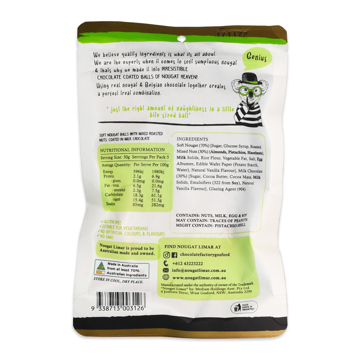 Nougat Limar Nutty Nougat Teasers Milk Chocolate 150g | Harris Farm Online