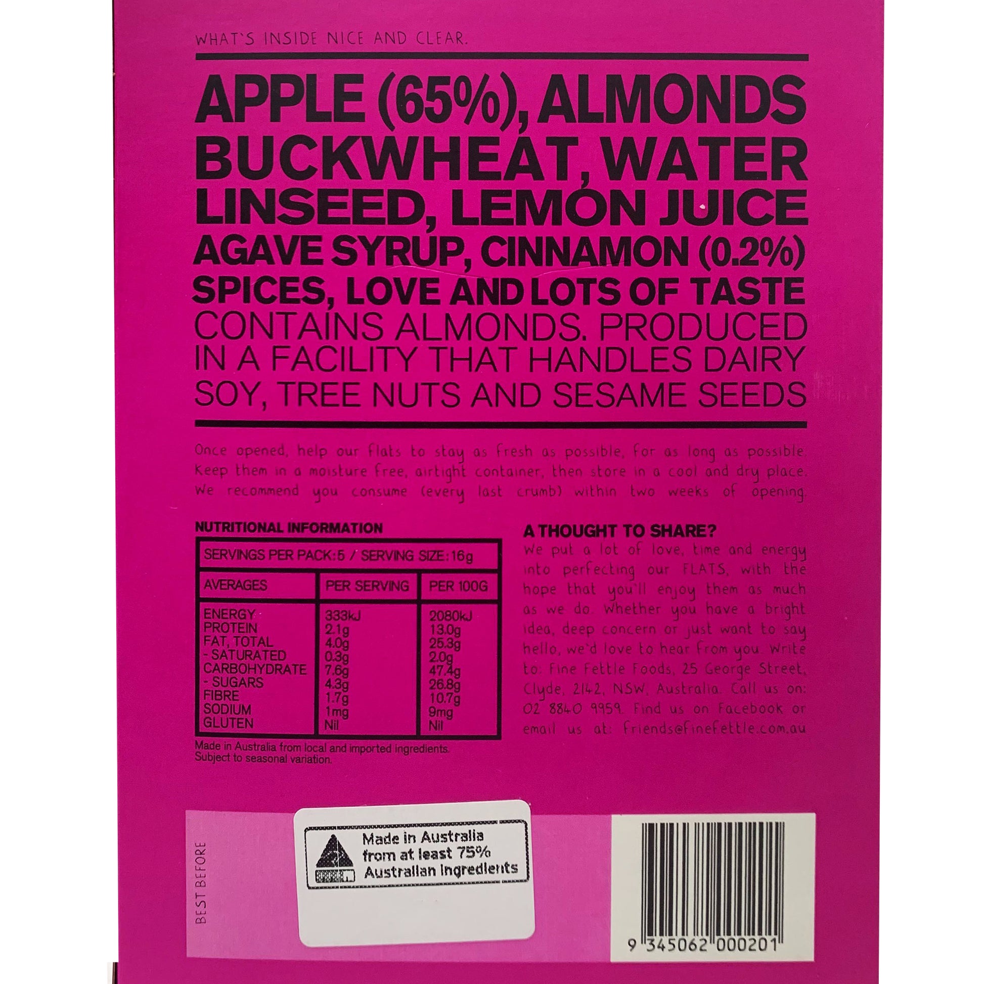 Fine Fettle Flats Apple and Cinnamon Crackers | Harris Farm Online