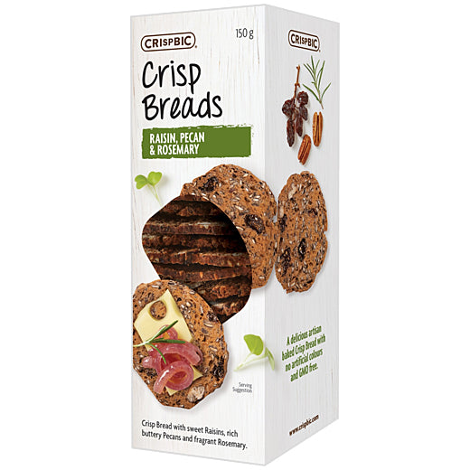 Crispbic Crisp Breads Raisin Pecan and Rosemary 150g