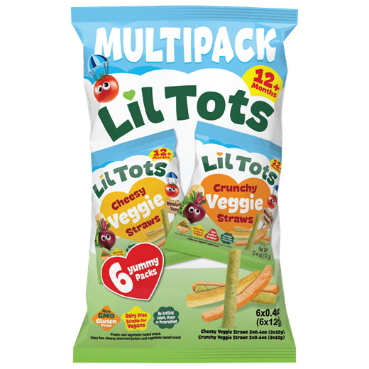 LilTots Snack Veggie Straws Crunchy and Cheesy Multi-Pack 6x12g