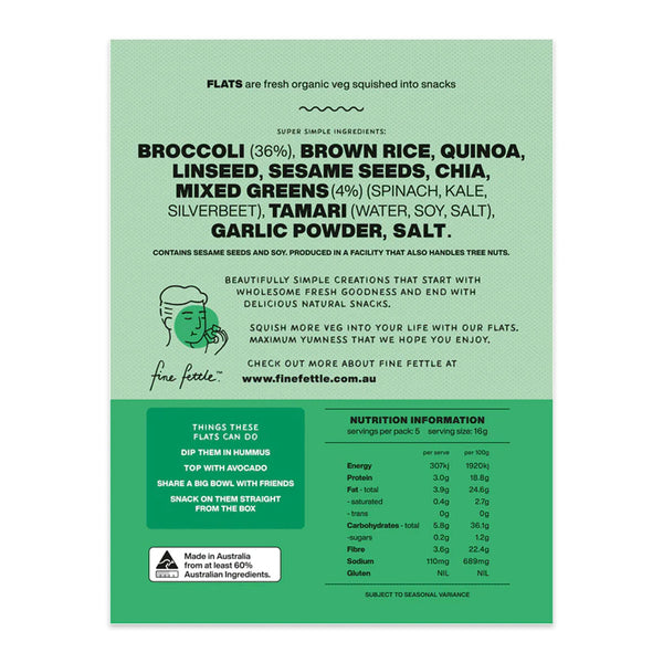 Fine Fettle Flats Broccoli and Greens Crackers 80g | Harris Farm Online