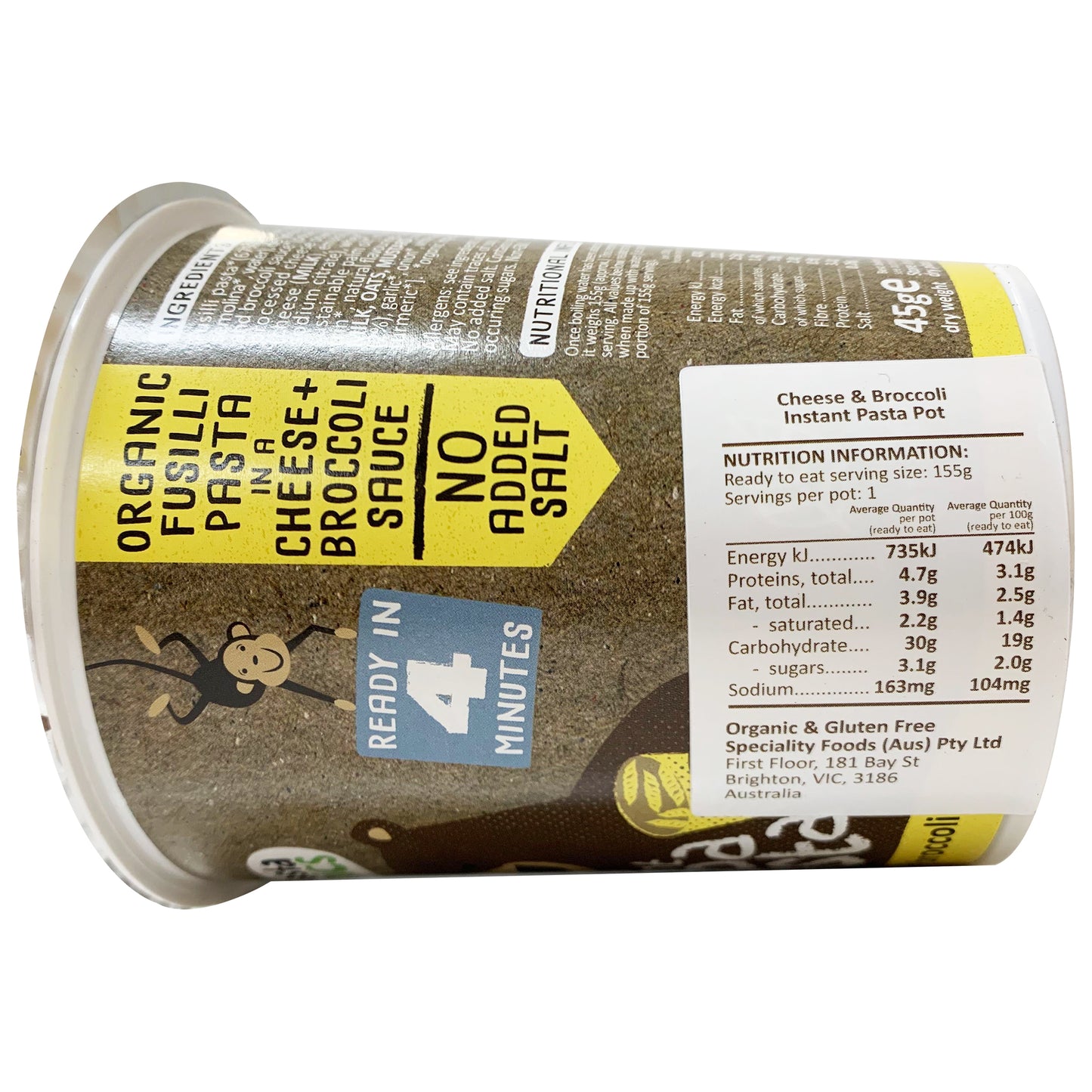 Little Pasta Organics Instant Cuppa Pasta Cheese and Broccoli 45g