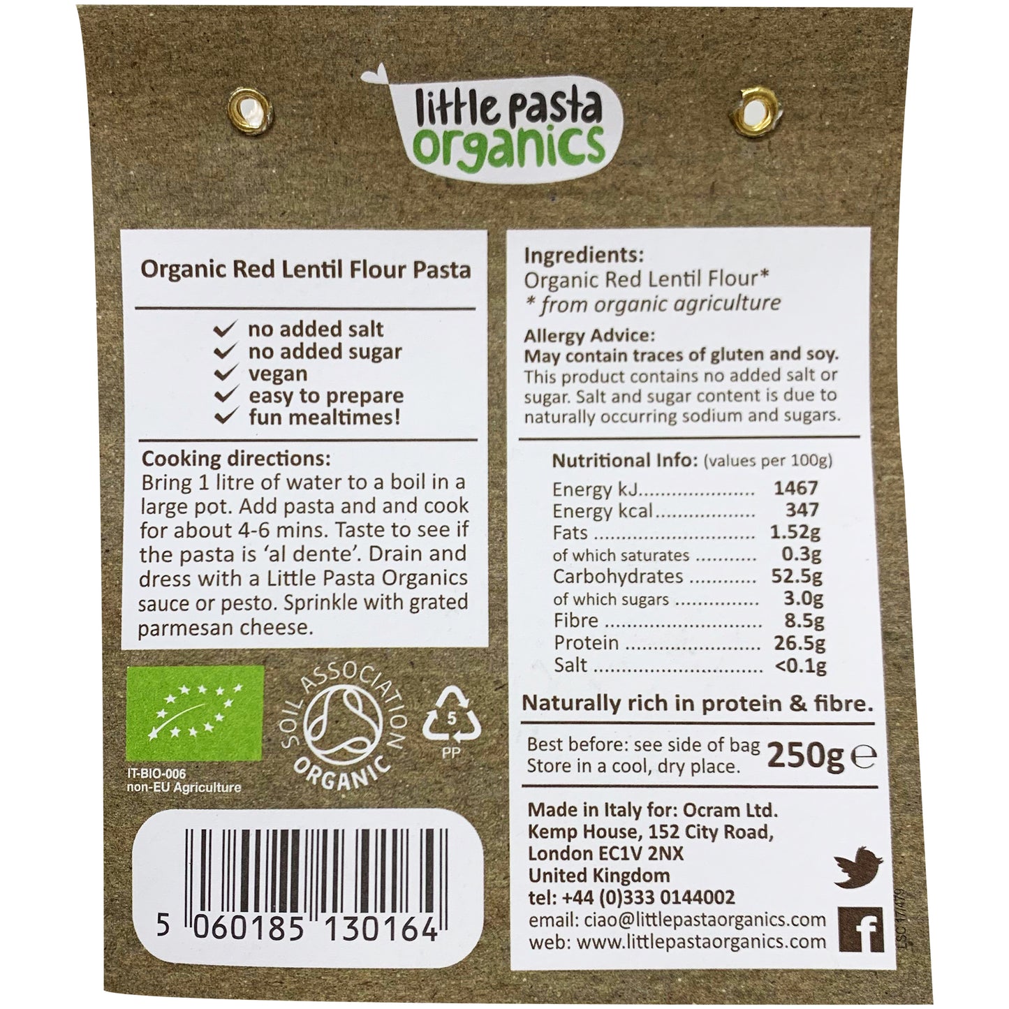 Little Pasta Organics Pasta Vegan Dinosaur Shapes 250g
