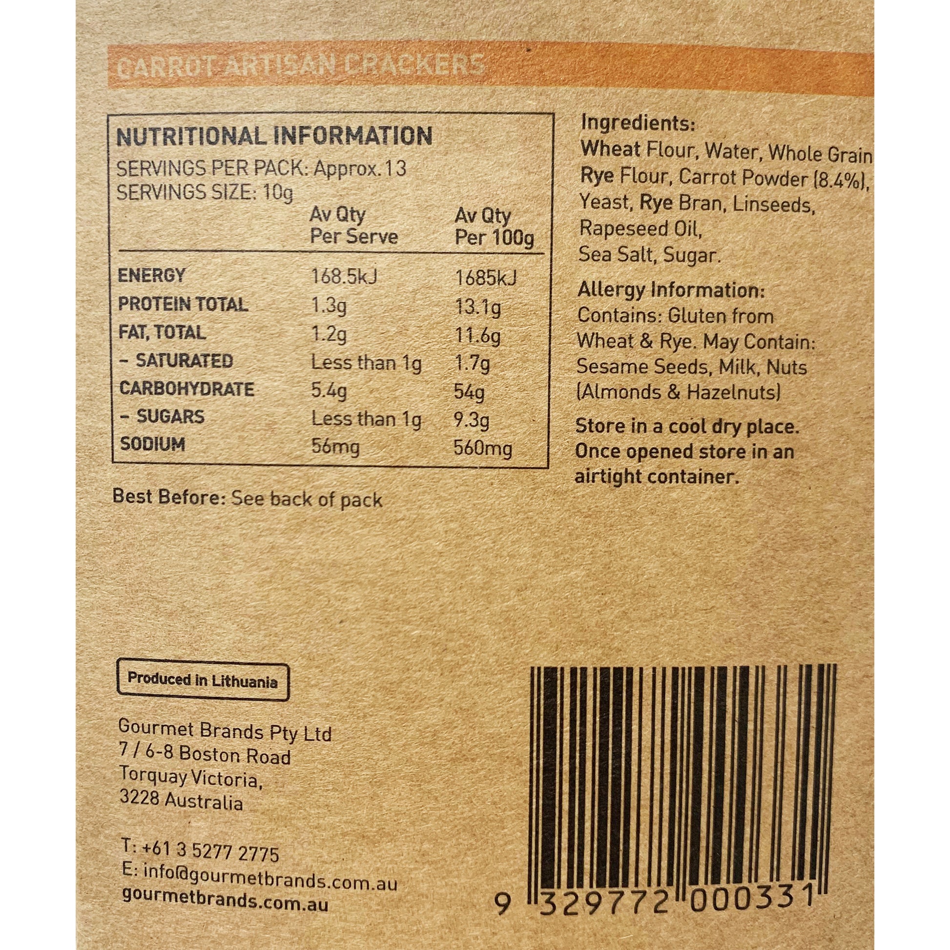 Valley Produce Co Carrot Artisan Crackers | Harris Farm Online