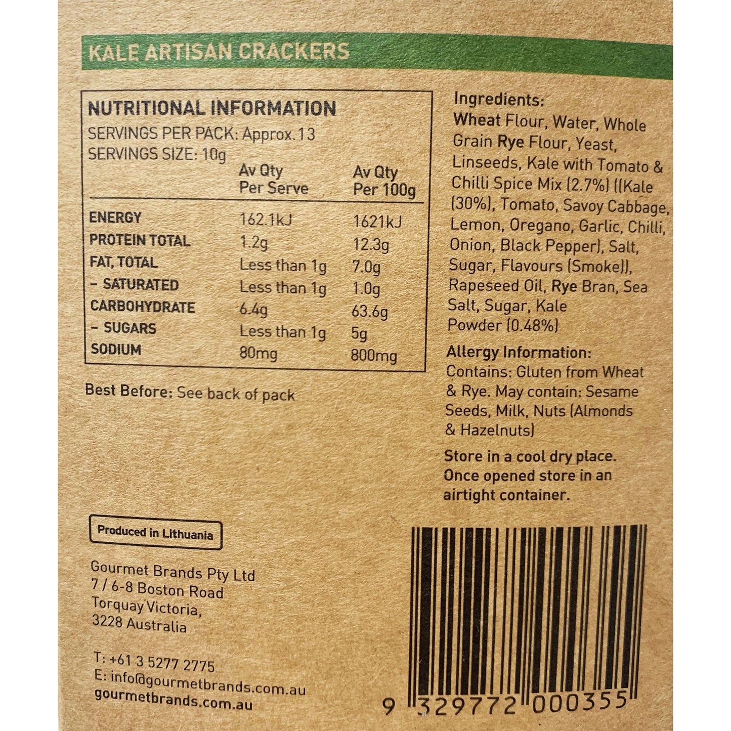 Valley Produce Co Kale Artisan Crackers | Harris Farm Online