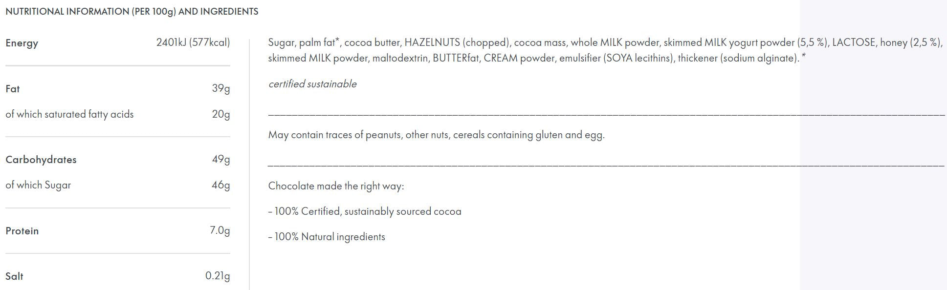Ritter Sport Yoghurt & Honey Milk Chocolate | Harris Farm Online