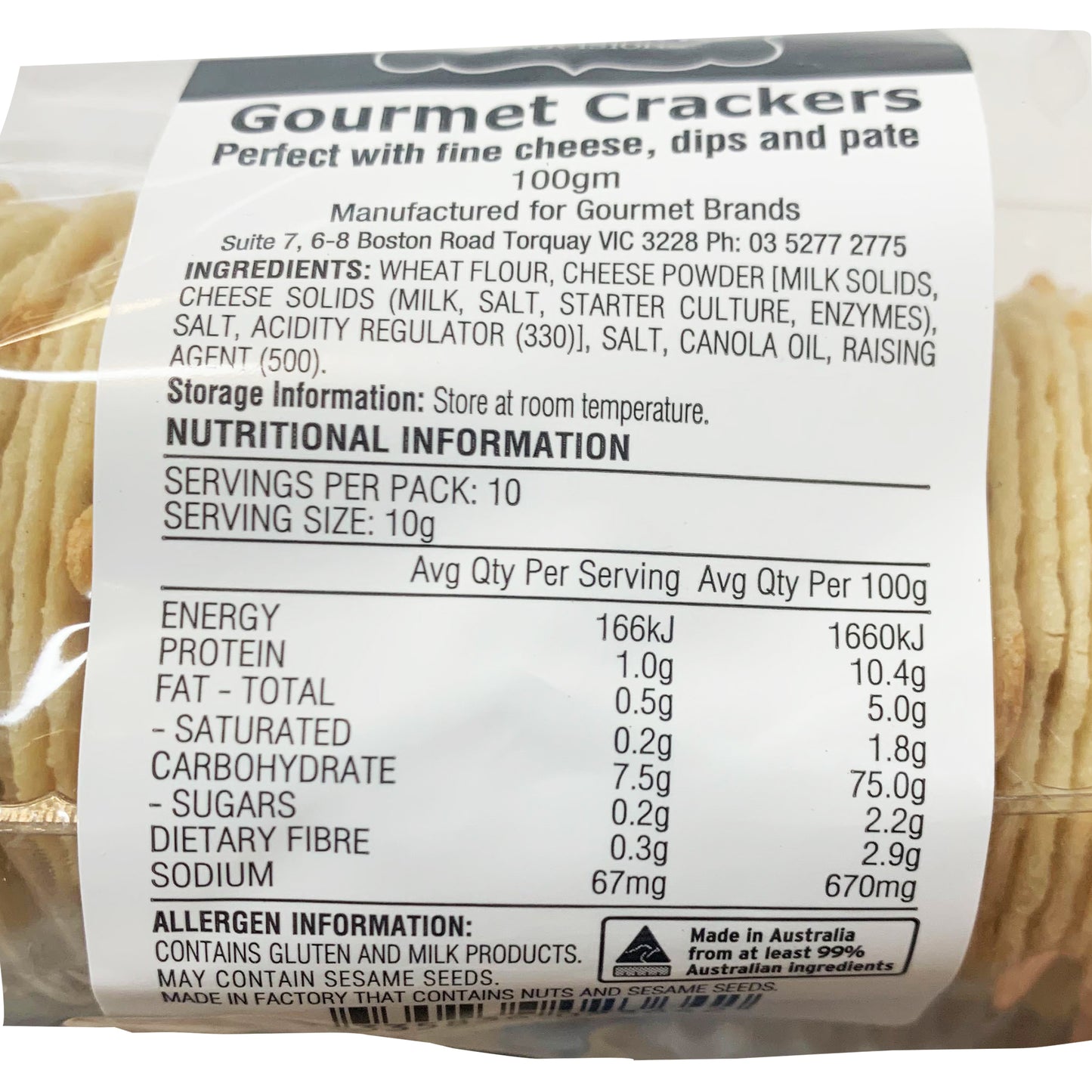 Gourmet Crackers 100g