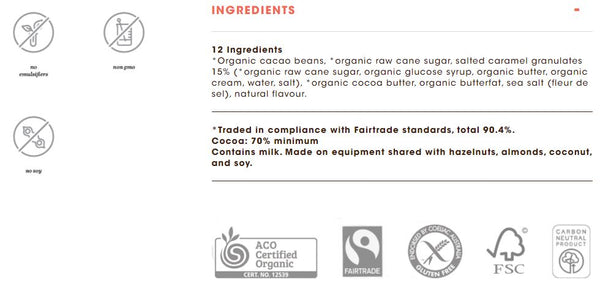 Alter Eco Organic 70% Dark Salted Burnt Caramel Chocolate | Harris Farm Online