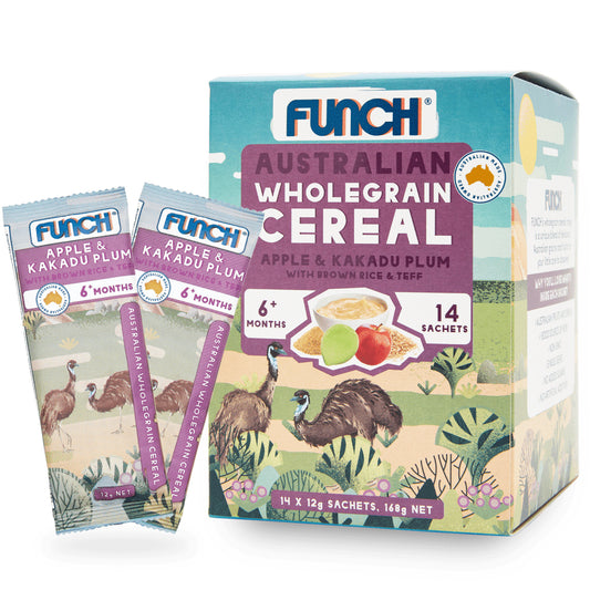 Funch Australian wholegrain Baby Cereals Apple and Kakadu Plum 6+ Months | Harris Farm Online