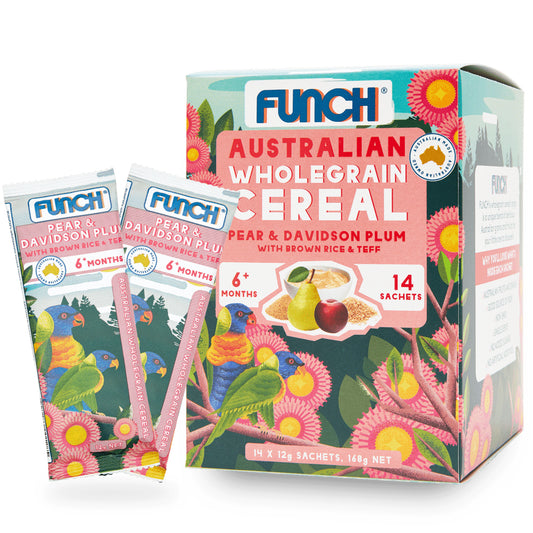 Funch Australian wholegrain Baby Cereals Pear and Davidson Plum 6+ Months | Harris Farm Online