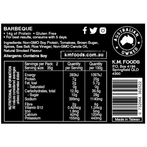 K.M. Foods Vegan Jerky Barbeque | Harris Farm Online