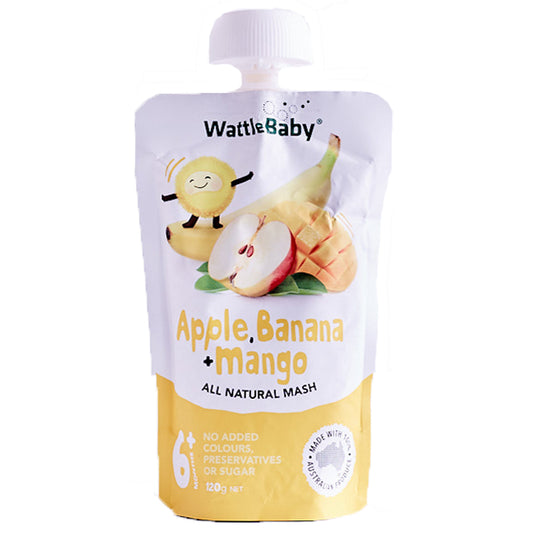 WattleBaby - Natural Baby Food - Apple, Banana and Mango (120g)