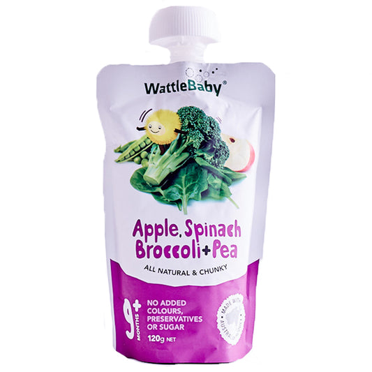 WattleBaby Natural Apple, Spinach, Broccoli and Pea 120g