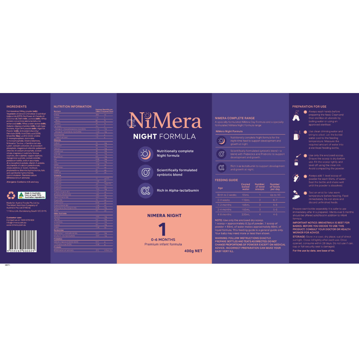 NiMera Premium Infant Night Formula Stage 1 0-6 Months 400g