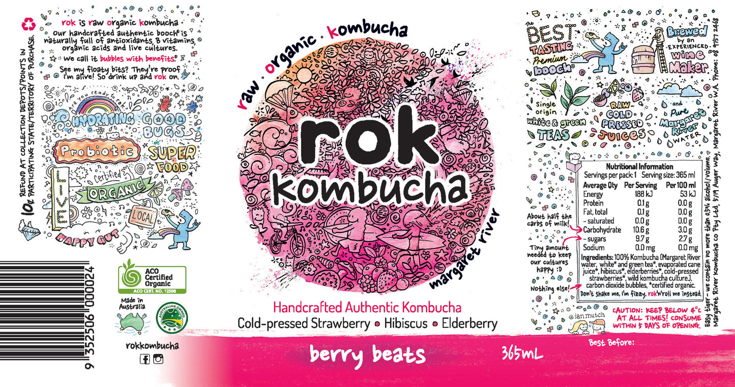 Rok Organic Kombucha Berry Beats | Harris Farm Online