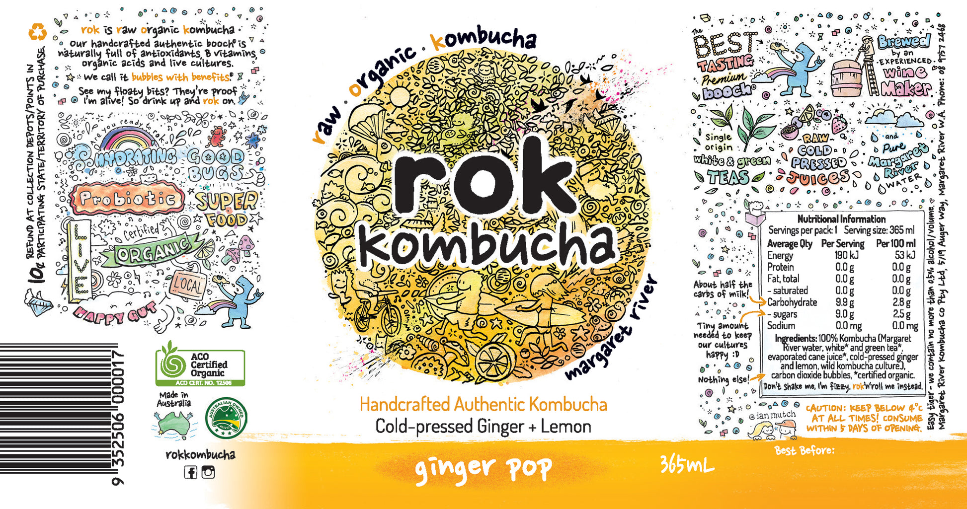Rok Organic Kombucha Ginger Pop | Harris Farm Online