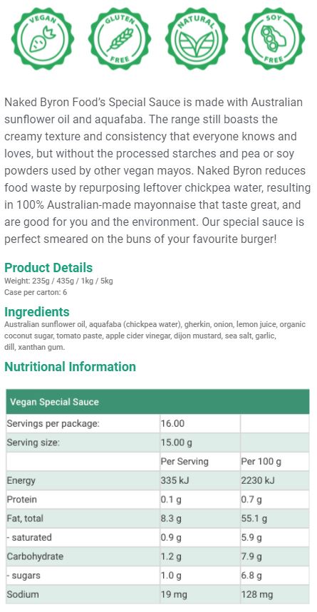 Naked Byron Foods Vegan Special Sauce | Harris Farm Online