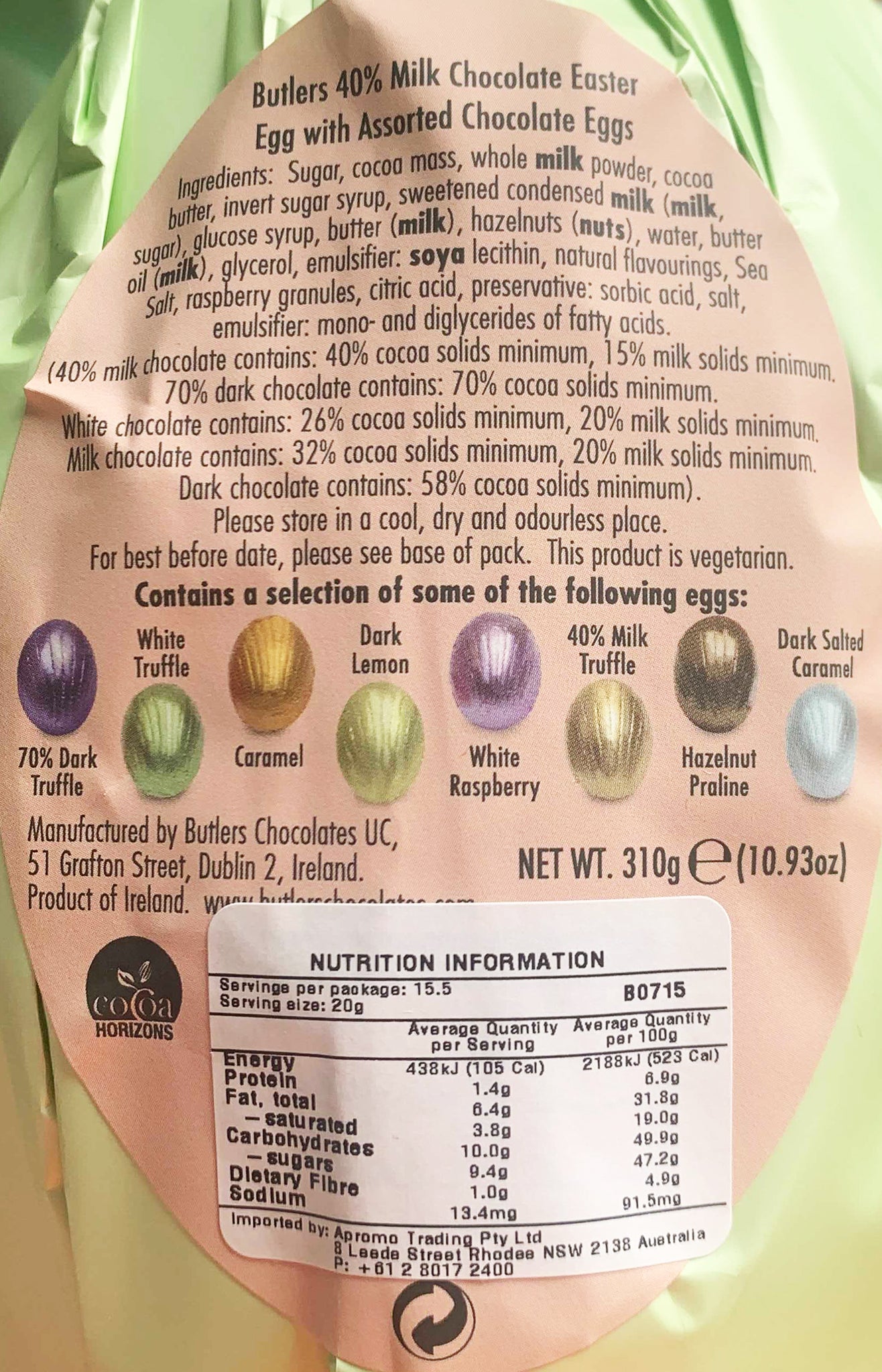 Butlers Milk Chocolate Easter Egg with Assorted Chocolate Egg | Harris Farm Online