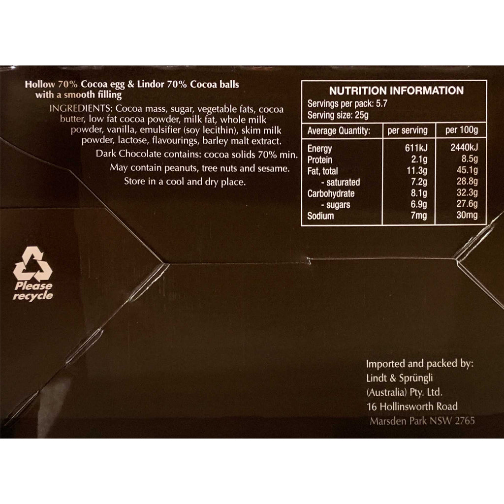 Lindt Dark Egg and Lindor 70% Cocoa | Harris Farm Online