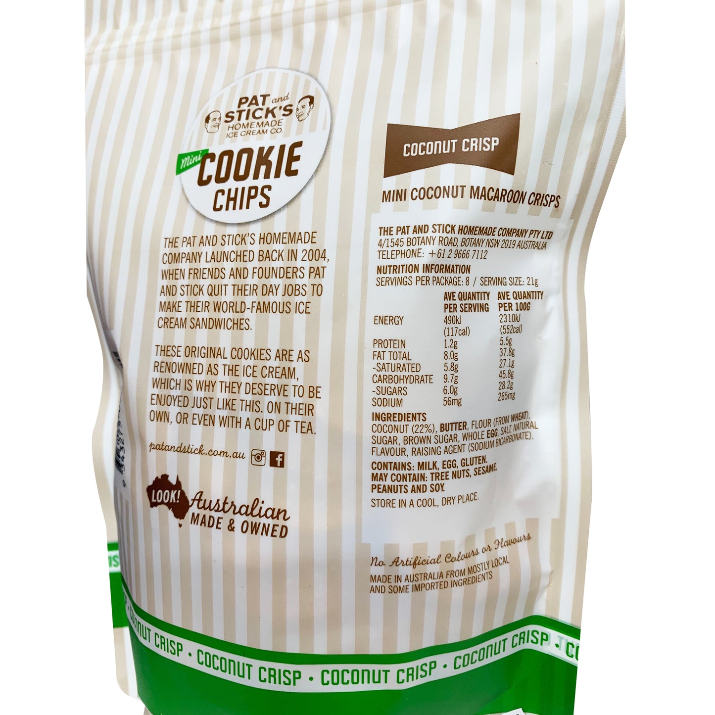 Pat and Stick's Homemade Mini Cookie Chips Coconut Crisp 170g