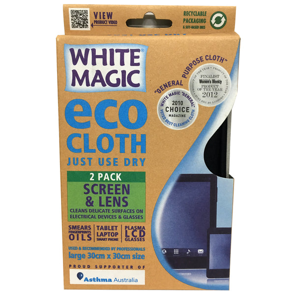 White Magic Screen and Lens Eco Cloth 2pk
