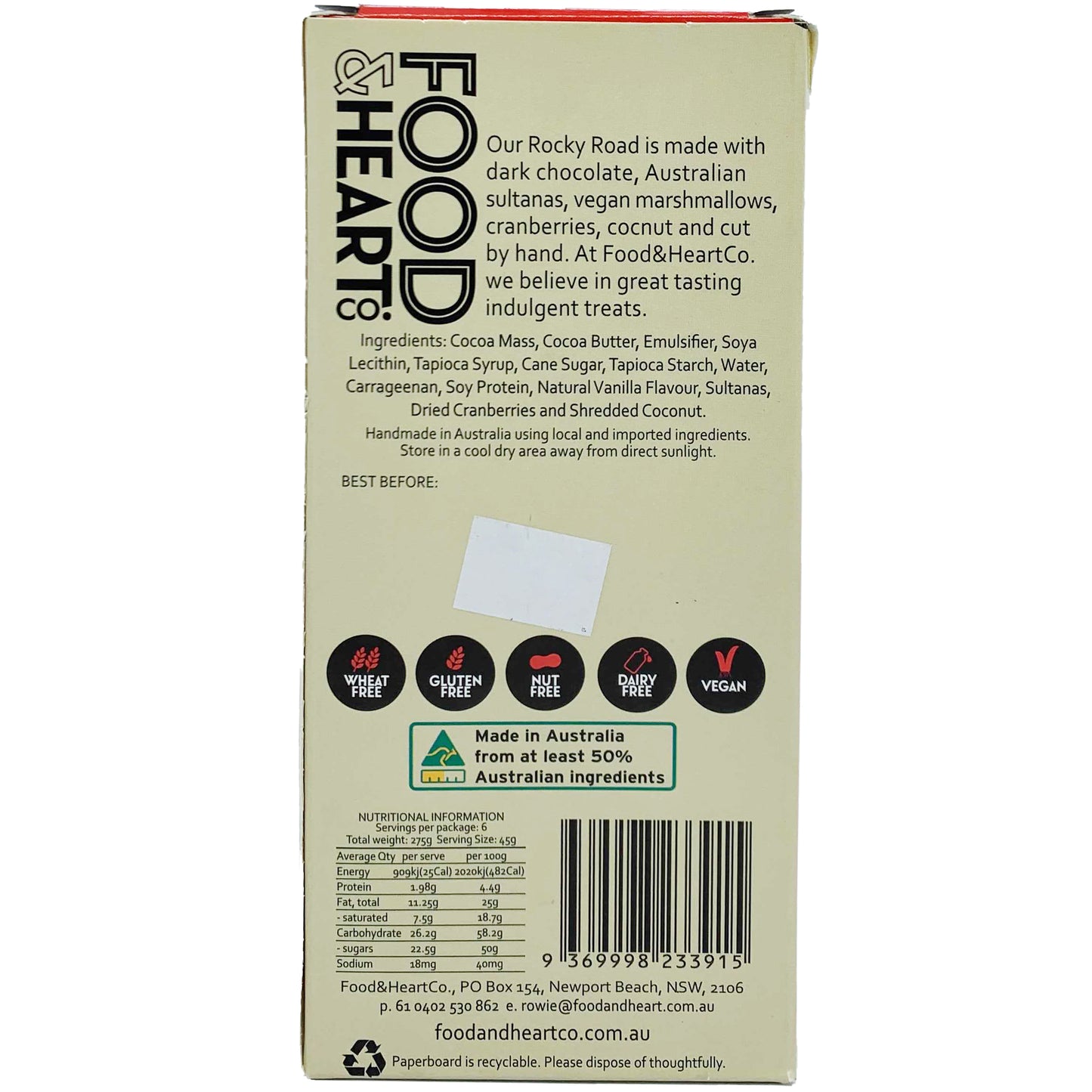 Food and Heart Co. Gluten Free Rocky Road | Harris Farm Online