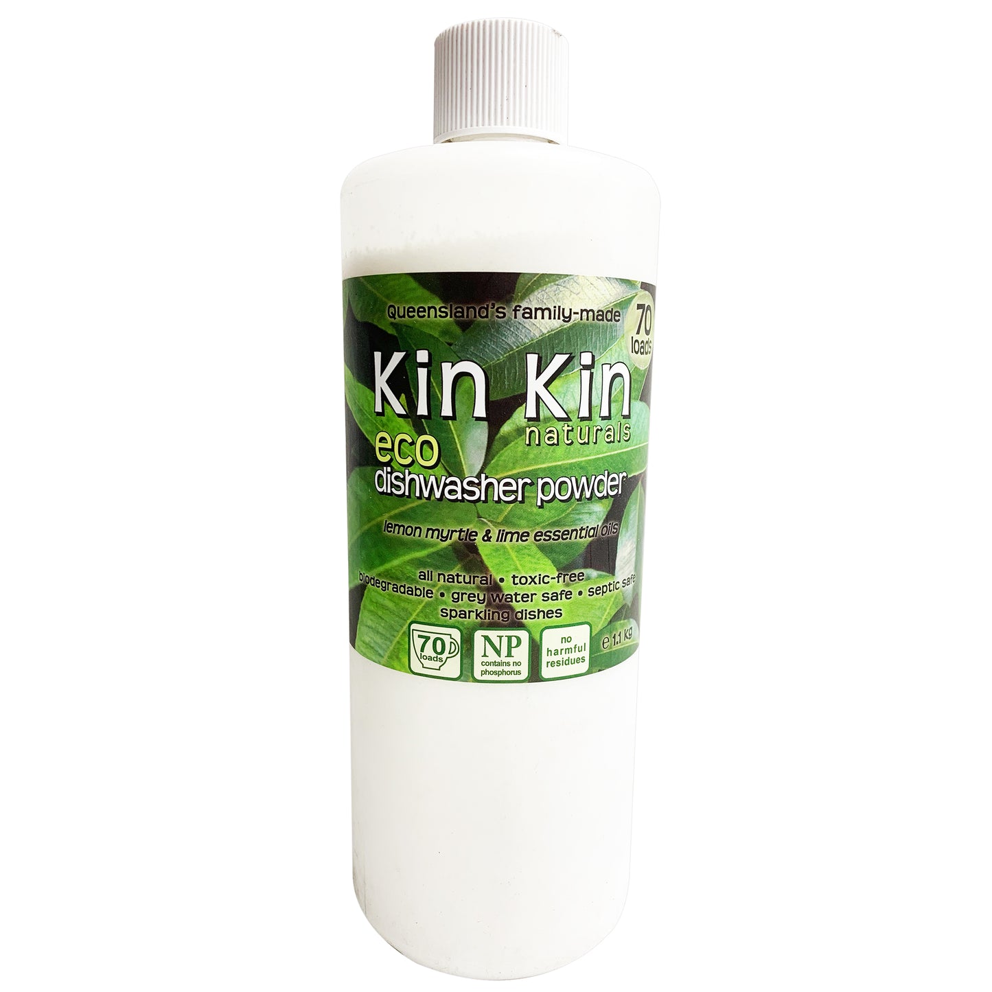 Kin Kin Naturals Eco Dishwasher Powder with Lemon Myrtle and Lime Essential Oils 1.1kg