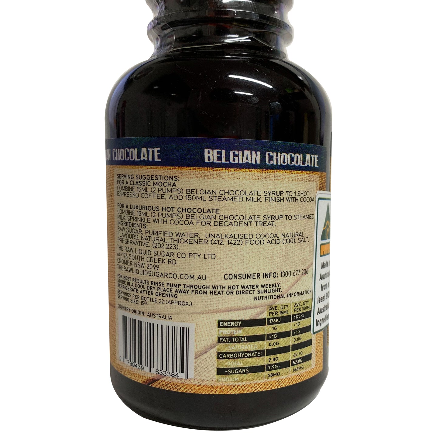 Natural Raw Syrup Shots Belgian Chocolate 330ml